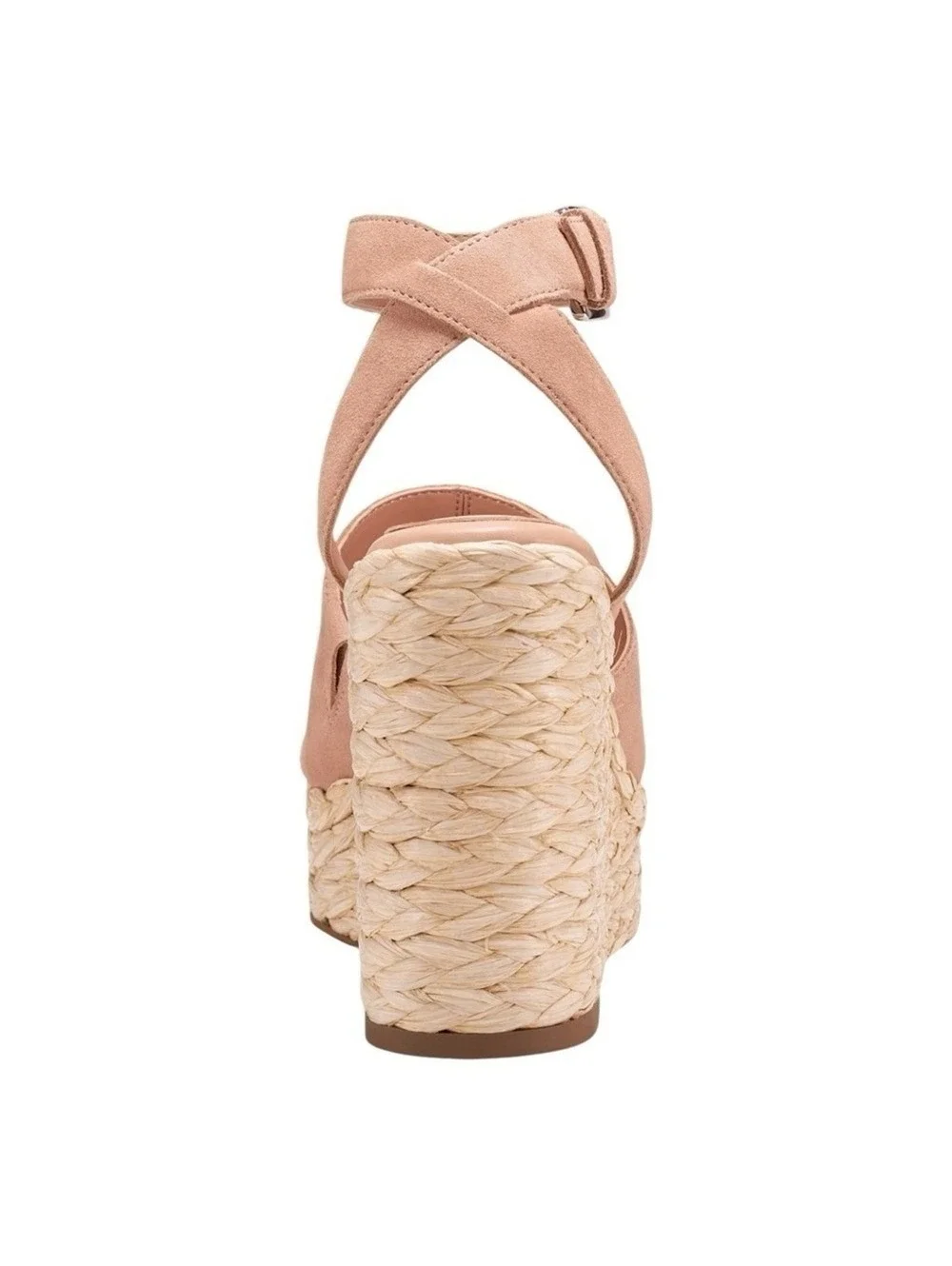 Marc Fisher LTD Nelly Espadrille Wedge Sandals Blush Suede Ankle Strap Size 8.5M